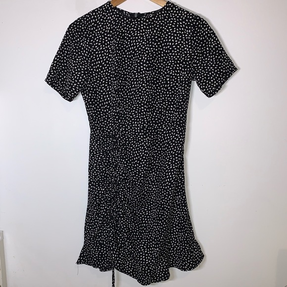 Black Polka Dot Ruched Side Tea Dress - Picture 3 of 6